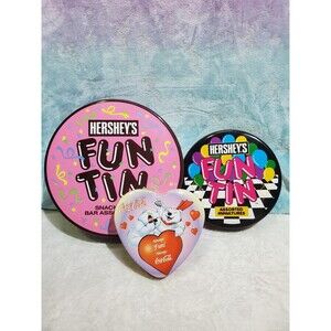 3 Vintage Collectible Tins Hershey Coca-Cola Mixed Lot